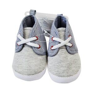 Carters Infant Boys Gray & Blue Stripe Pre-Walk Crib Shoe Baby Shoes